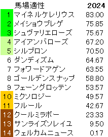 2024　ステイヤーズＳ　馬場適性指数